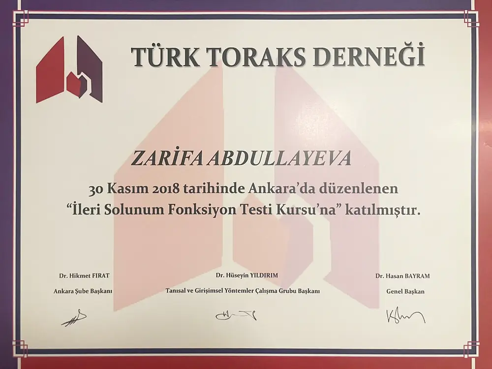 İnterstisyel Akciğer Hastalıkları Kursu — Türk Toraks Derneği — belgenin taranmış görüntüsü