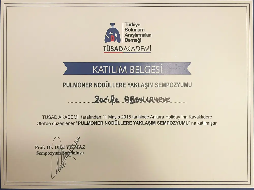 Pulmoner Nodüllere Yaklaşım Sempozyumu — belgenin taranmış görüntüsü